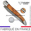 couteau laguiole en thuya platines guillochées et lame damas balbach inox