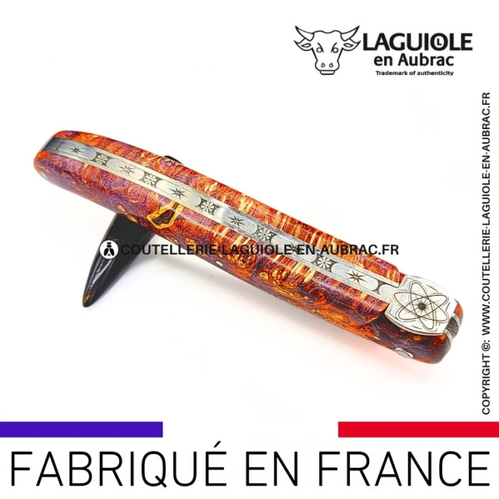 couteau laguiole "le big bang" collection cosmos en loupe de sureau