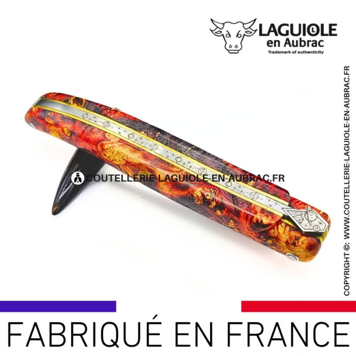 couteau laguiole "l’espace" – collection cosmos en loupe de sureau