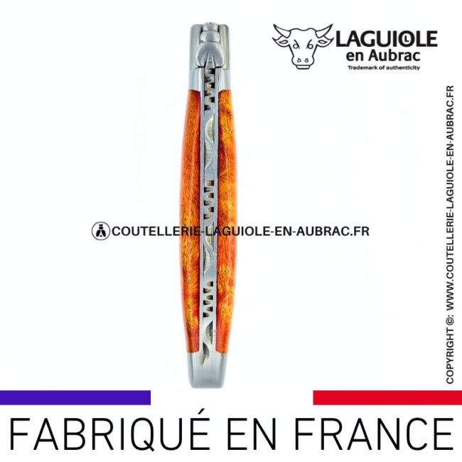 couteau laguiole manche en cheesewood corail