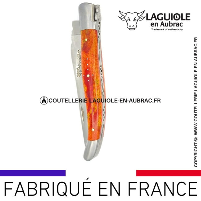couteau laguiole manche en cheesewood corail