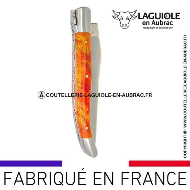 couteau laguiole manche en cheesewood corail