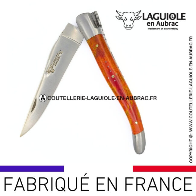 couteau laguiole manche en cheesewood corail