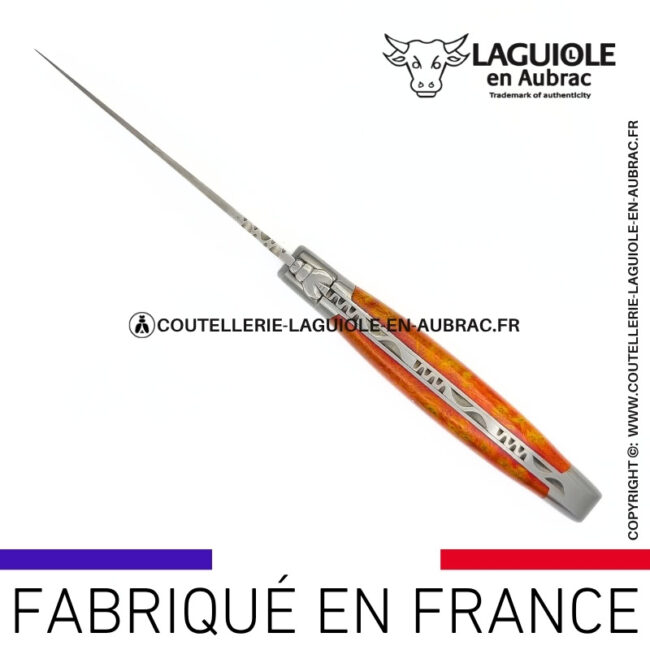 couteau laguiole manche en cheesewood corail