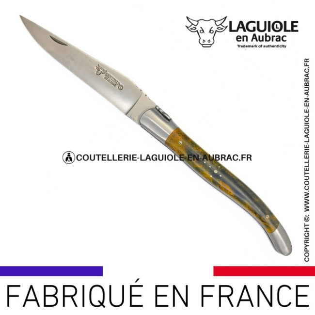couteau laguiole manche en cheesewood ondé vert
