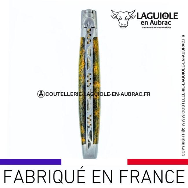 couteau laguiole manche en cheesewood ondé vert