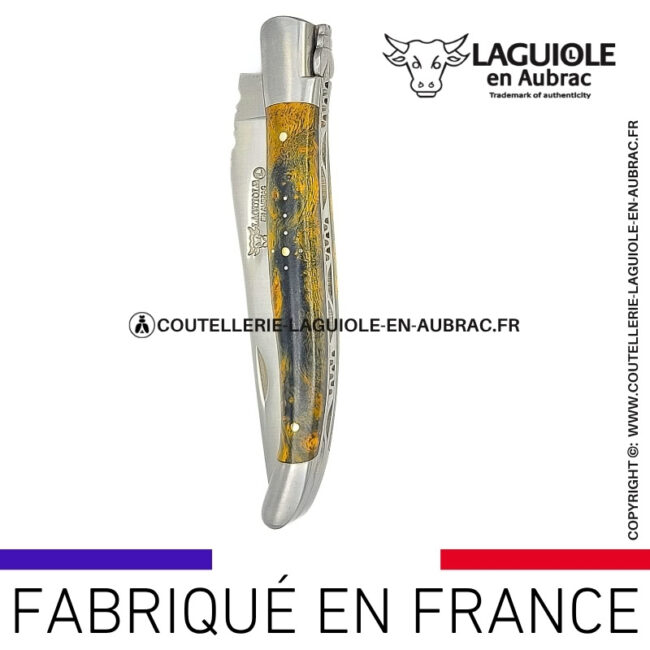 couteau laguiole manche en cheesewood ondé vert