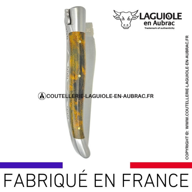 couteau laguiole manche en cheesewood ondé vert