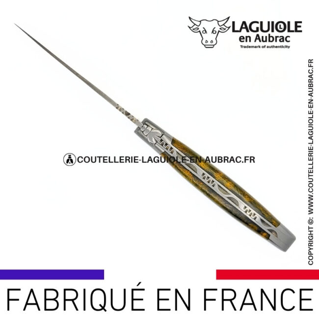 couteau laguiole manche en cheesewood ondé vert