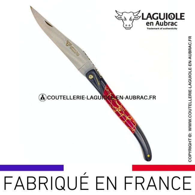 couteau laguiole nox pretiosa – Ébène & jaspe – platines laiton