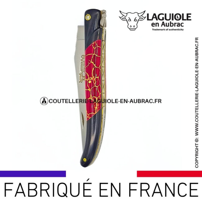 couteau laguiole nox pretiosa – Ébène & jaspe – platines laiton