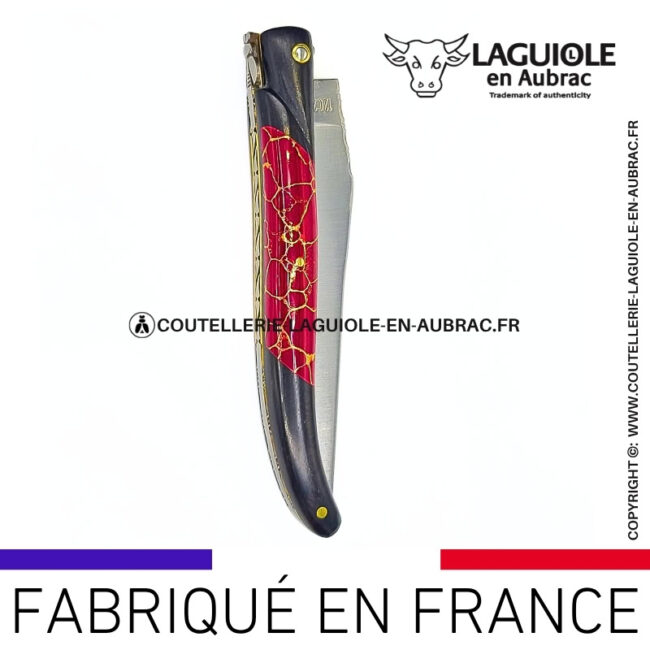 couteau laguiole nox pretiosa – Ébène & jaspe – platines laiton