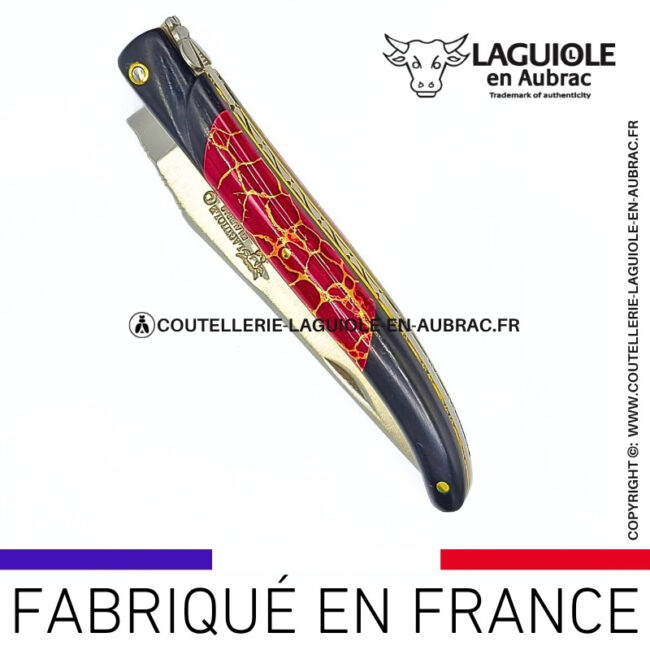 couteau laguiole nox pretiosa – Ébène & jaspe – platines laiton