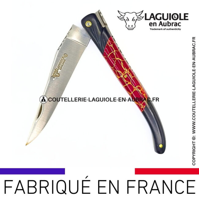 couteau laguiole nox pretiosa – Ébène & jaspe – platines laiton