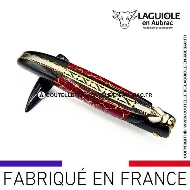 couteau laguiole nox pretiosa – Ébène & jaspe – platines laiton