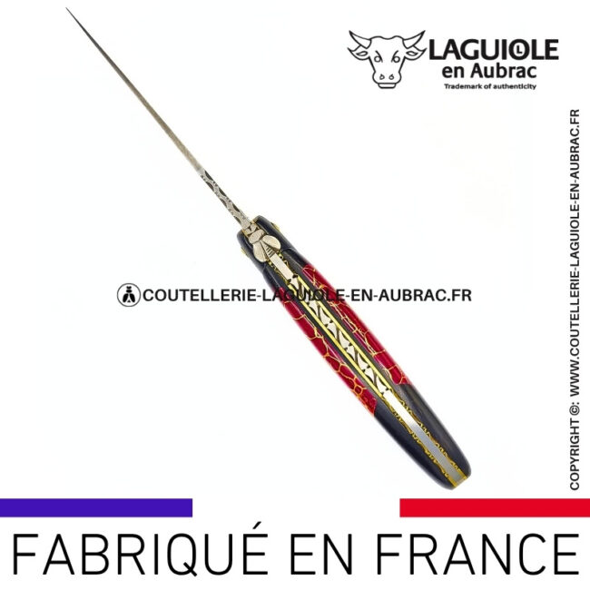 couteau laguiole nox pretiosa – Ébène & jaspe – platines laiton