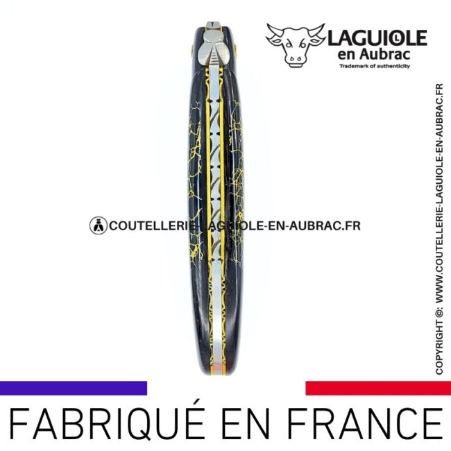 couteau laguiole nox pretiosa – Ébène & onyx – platines laiton
