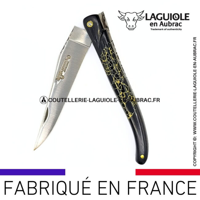 couteau laguiole nox pretiosa – Ébène & onyx – platines laiton