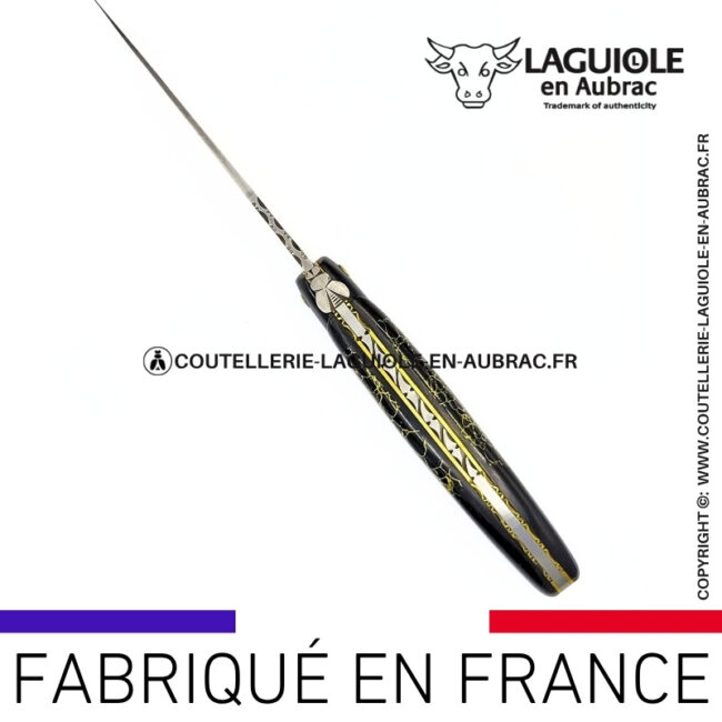 couteau laguiole nox pretiosa – Ébène & onyx – platines laiton
