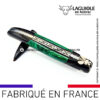 couteau laguiole nox pretiosa – Ébène & malachite – platines inox