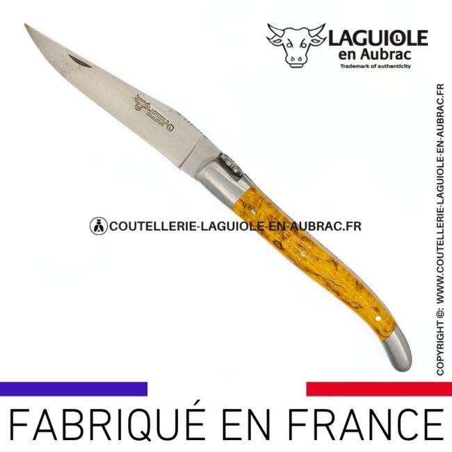 couteau laguiole papillon – manche en bouleau jaune