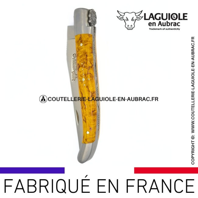 couteau laguiole papillon – manche en bouleau jaune