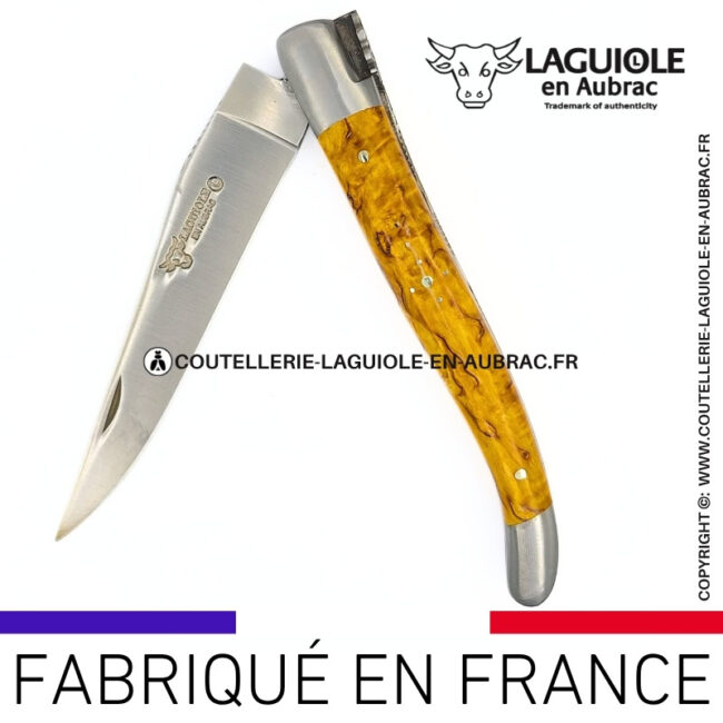 couteau laguiole papillon – manche en bouleau jaune