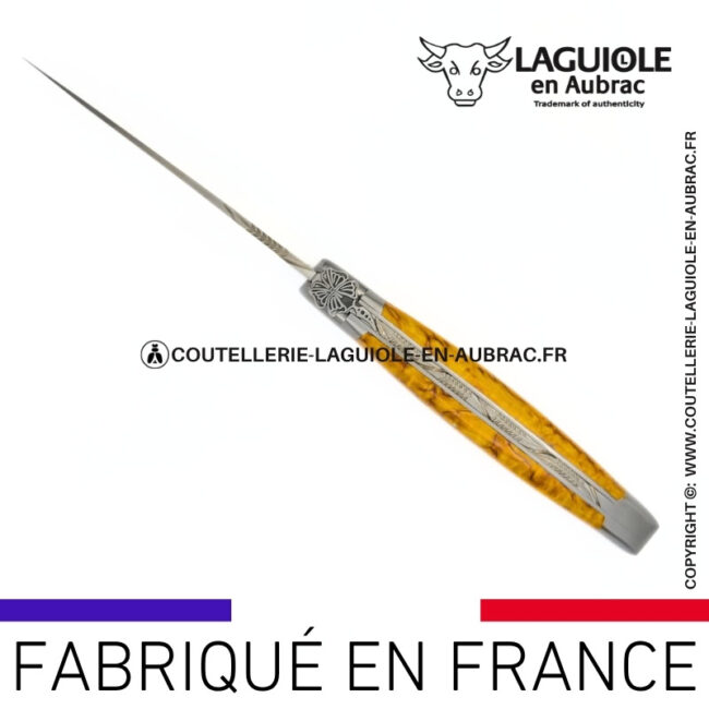 couteau laguiole papillon – manche en bouleau jaune