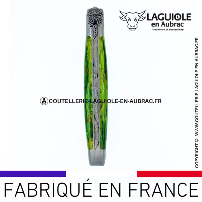 couteau laguiole papillon – manche en bouleau vert