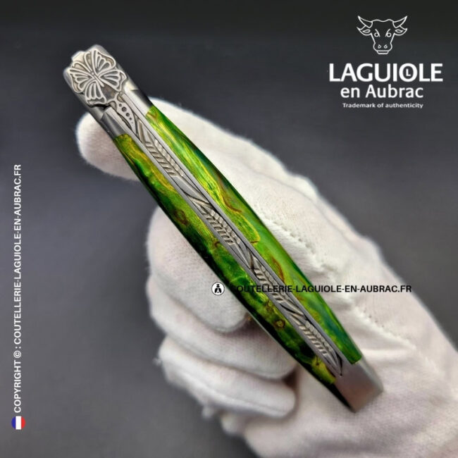 couteau laguiole papillon – manche en bouleau vert