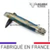 couteau laguiole papillon manche en bouleau bleu