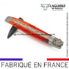 couteau laguiole papillon – manche en bouleau rouge corail