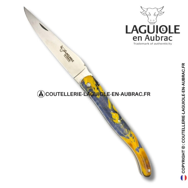 esprit du temple : couteau laguiole en loupe de marronnier – plein manche double platines