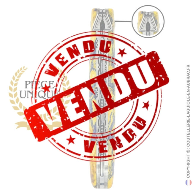 esprit du temple : couteau laguiole en loupe de marronnier – plein manche double platines