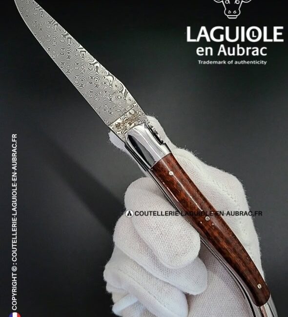couteau laguiole doubles platines en amourette – lame damas balbach inox