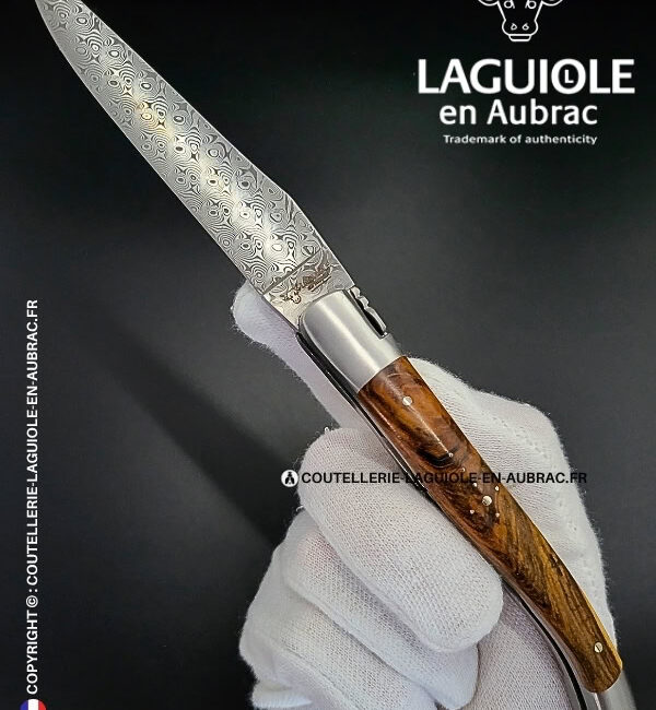 couteau laguiole doubles platines en pistachier – lame damas balbach inox