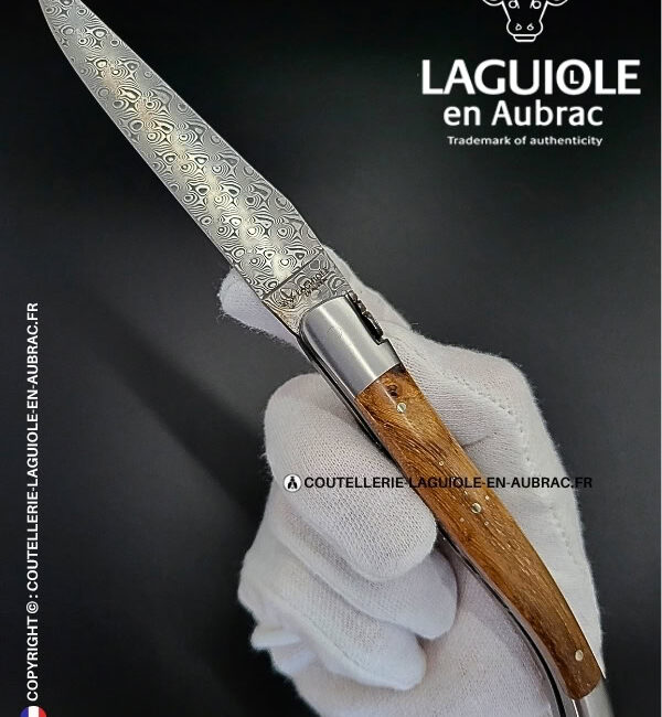 couteau laguiole doubles platines en cep de vigne – lame damas balbach inox