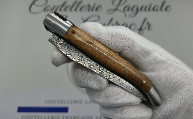 couteau laguiole doubles platines en cep de vigne – lame damas balbach inox