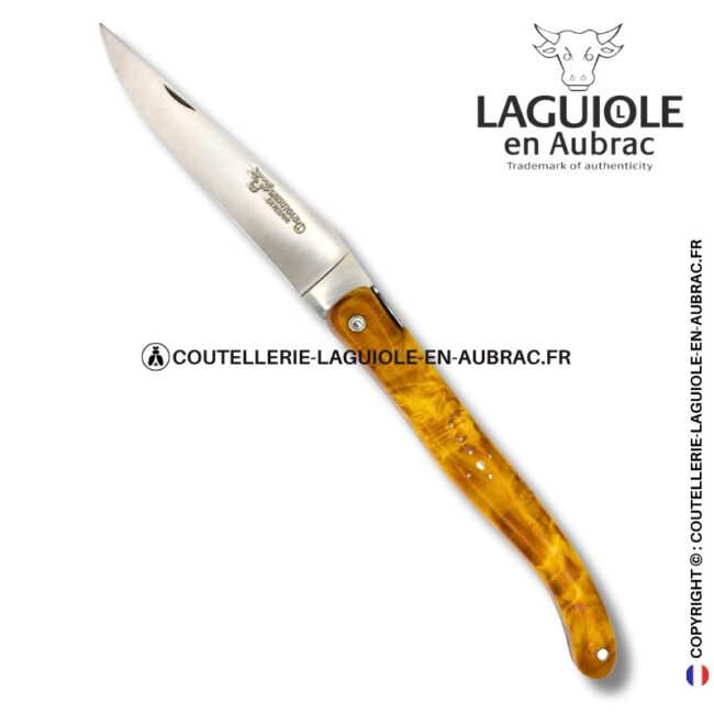 abeille du dharma : couteau laguiole en fourche de peuplier – plein manche