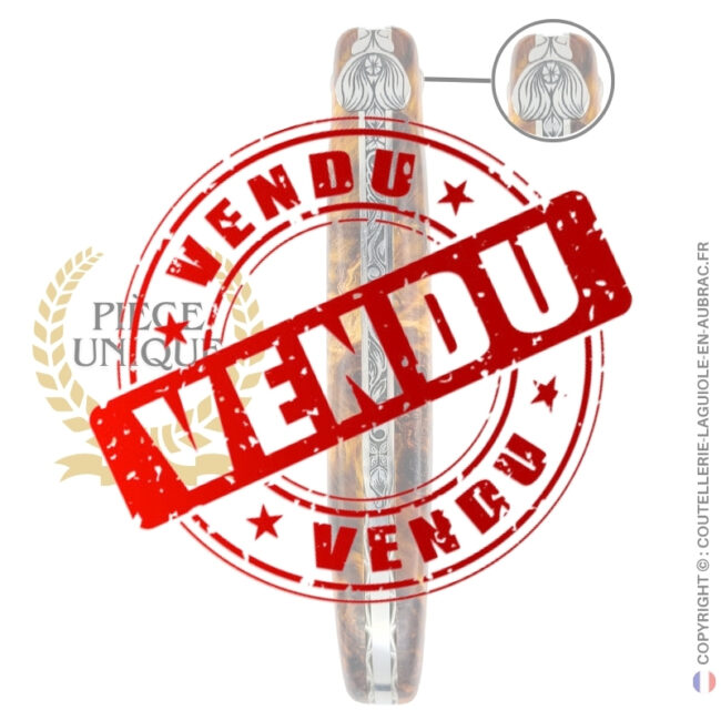 abeille sylvestre : couteau laguiole en fourche de peuplier foncé – plein manche