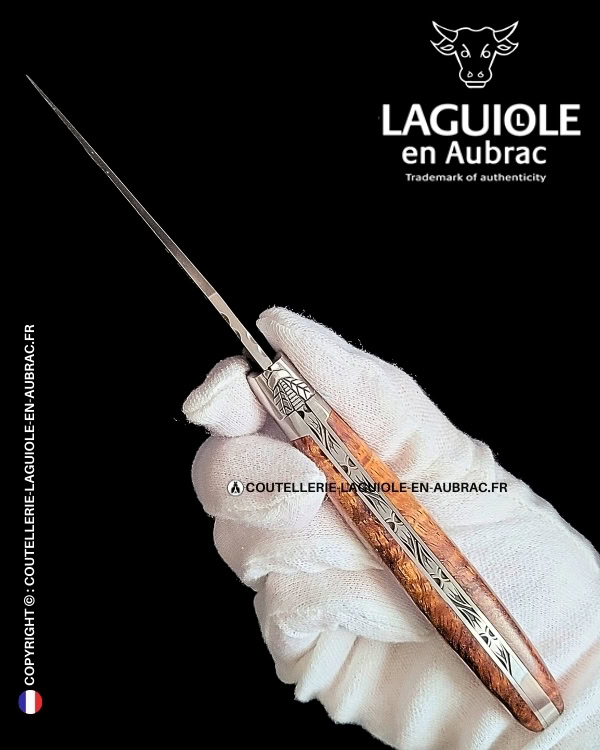 lisière d’albizia : couteau laguiole 1 mitre en bois d'albizia