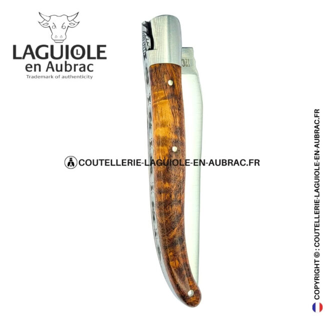 lisière d’albizia : couteau laguiole 1 mitre en bois d'albizia
