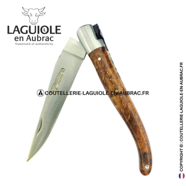 lisière d’albizia : couteau laguiole 1 mitre en bois d'albizia