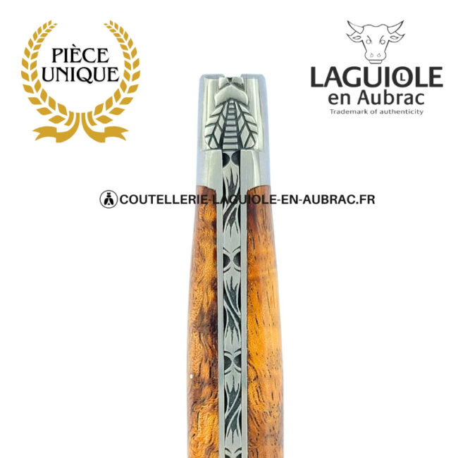 lisière d’albizia : couteau laguiole 1 mitre en bois d'albizia