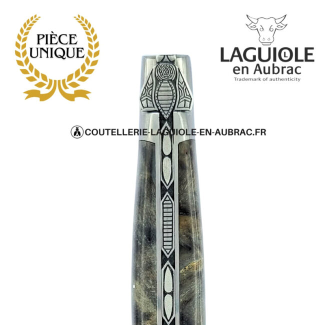 abeille nocturne : couteau laguiole en loupe de peuplier noire