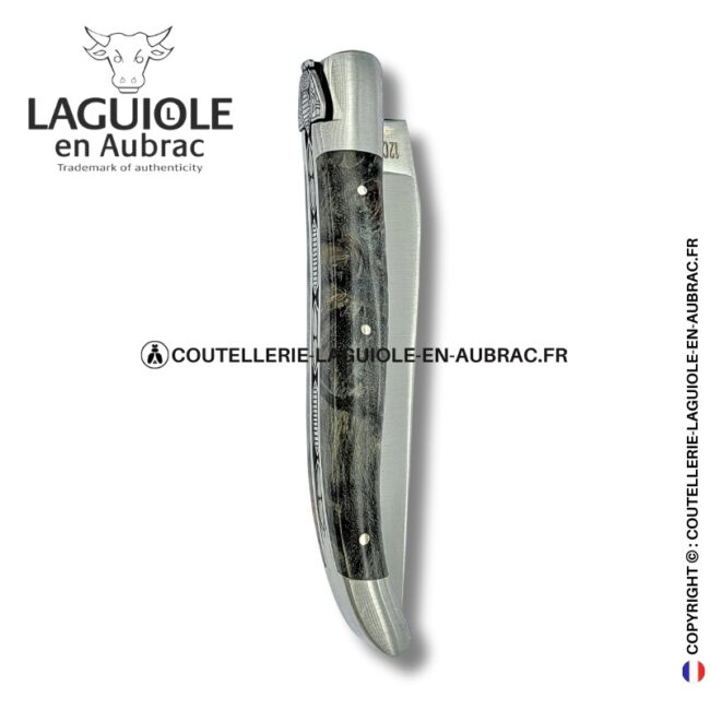 abeille nocturne : couteau laguiole en loupe de peuplier noire