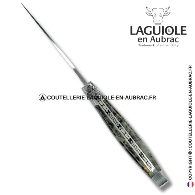 abeille nocturne : couteau laguiole en loupe de peuplier noire