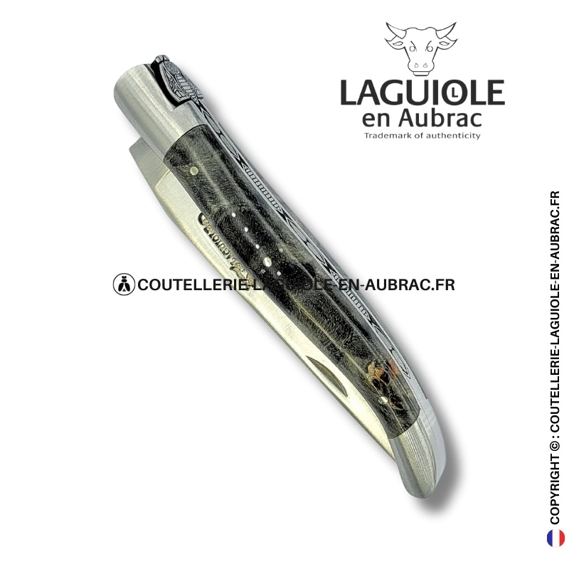 abeille nocturne : couteau laguiole en loupe de peuplier noire