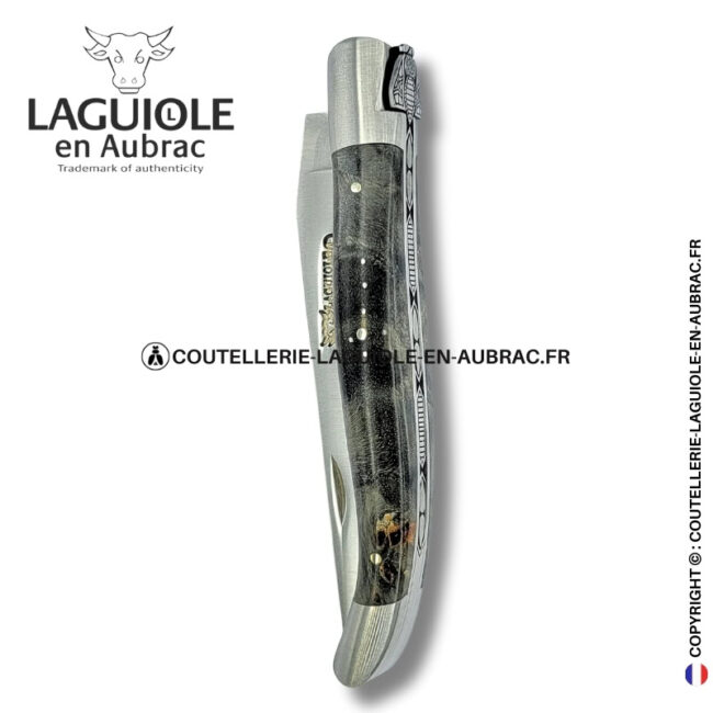abeille nocturne : couteau laguiole en loupe de peuplier noire