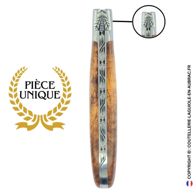 lisière d’albizia : couteau laguiole 1 mitre en bois d'albizia